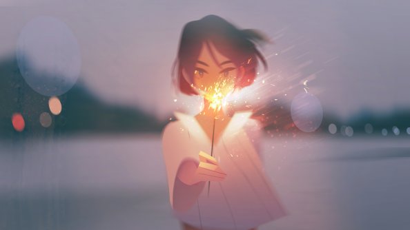 Anime Girl With Firework