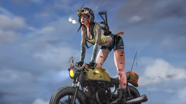 Cool Girl On Bike