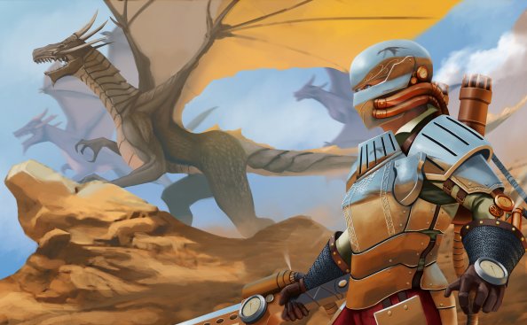 Warrior Steampunk Dragons Artwork