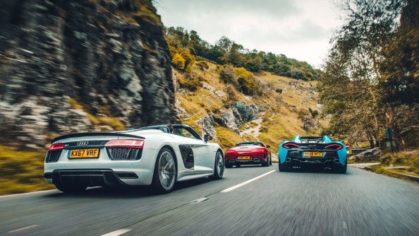 McLaren 570S Spider Audi R8 V10 Plus Spyder Mercedes AMG GT C Roadster