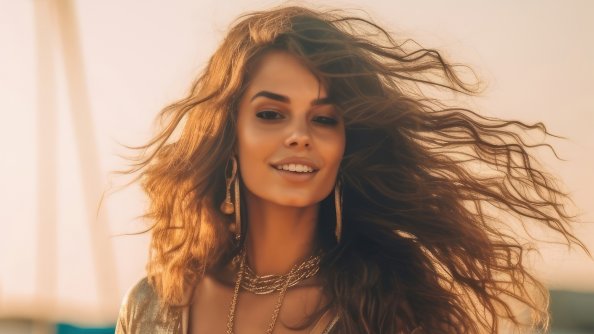 Girl Dancing Enoying At Beach 4k