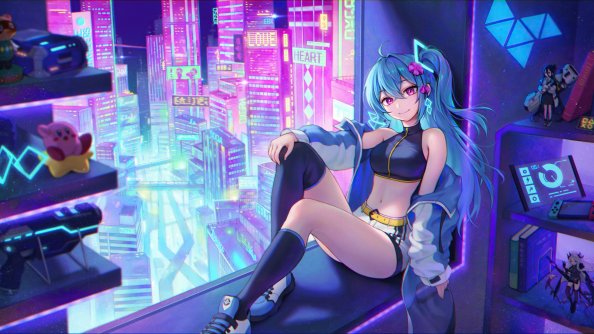 Anime Girl Purple Eyes Cyberpunk 5k