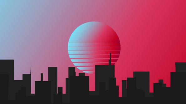 City Retrowave Minimal 4k