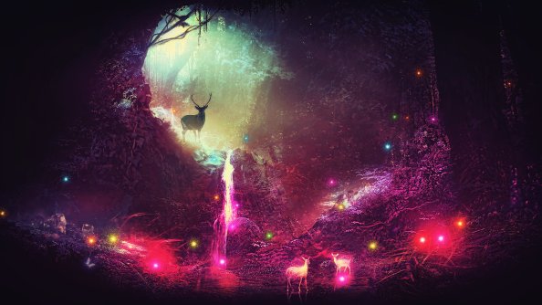 Fantasy Magic Deer Artwork 4k