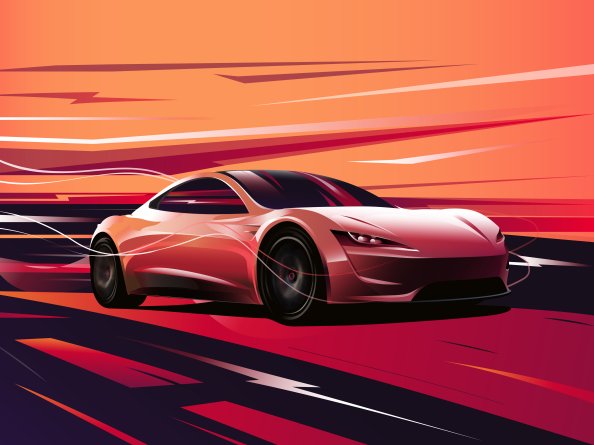 Tesla Roadster Digital Art 8k