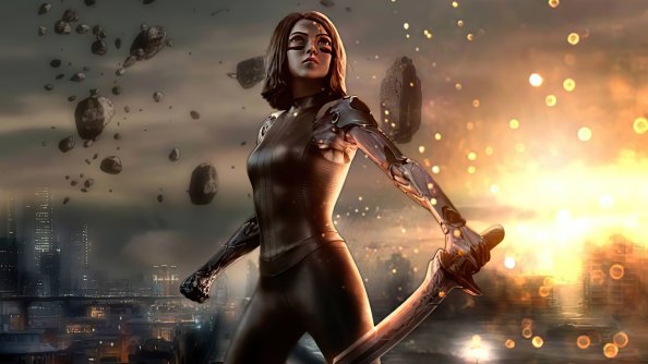 Alita Battle Angel Glowing Portrait 4k