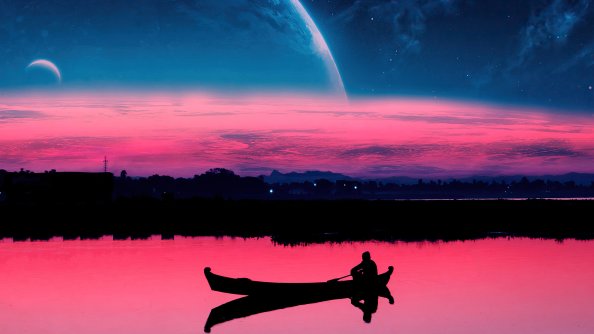 Fishing Evening Digital Art 4k