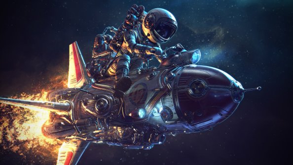 Astronaut Rocket Science Fiction 4k