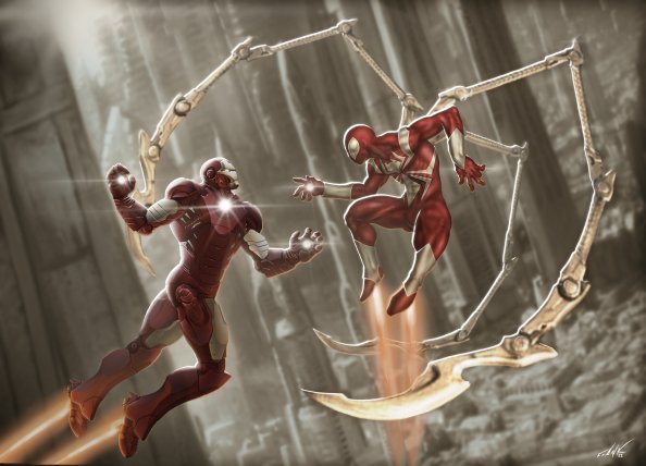 Iron Man And Red Scarlet Spiderman 4k