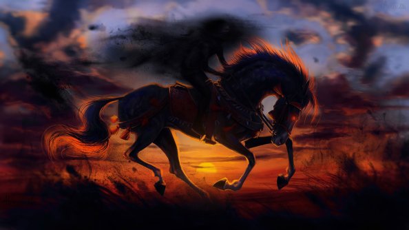 Horse Sunset Painting Artwork
