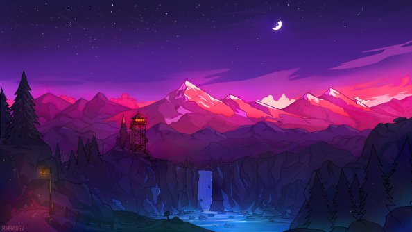 Colorful Mountains Night Minimal 8k