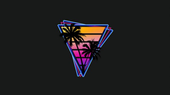 Vaporwave Triangle Palm Trees 4k