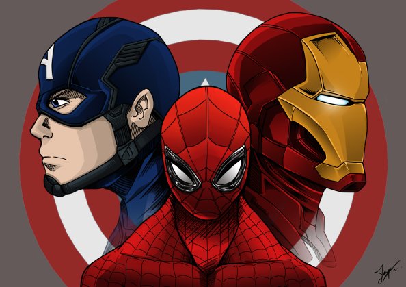 Spiderman Iron Man Captain America Artwork