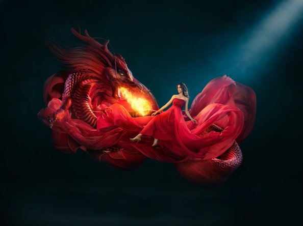 Beautiful Girl With Dragon Firing