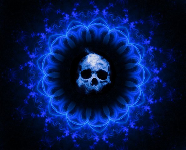 Skull Dark Blue Gothic Fantasy
