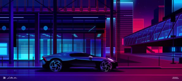 Bugatti Noire Neon Art