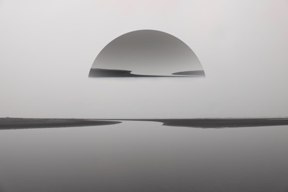 Sunset Beach Reflection Monochrome 5k