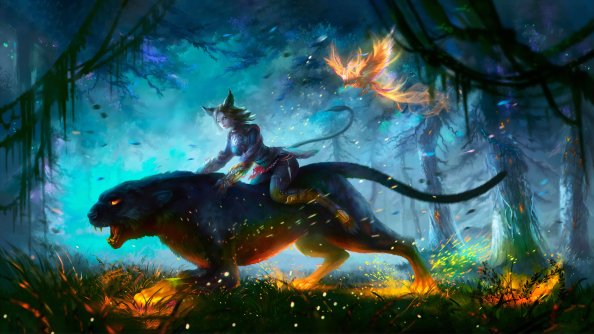 Lion Warrior Girl In Magical Forest For Hunt 4k