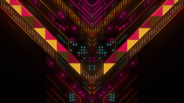 Neon Abstract Geometry Digital Art