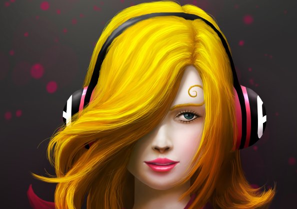 Painting Art Girl Headphones