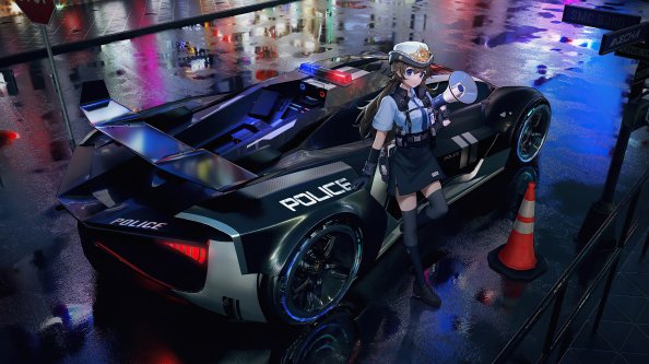 Police Anime Girl 4k