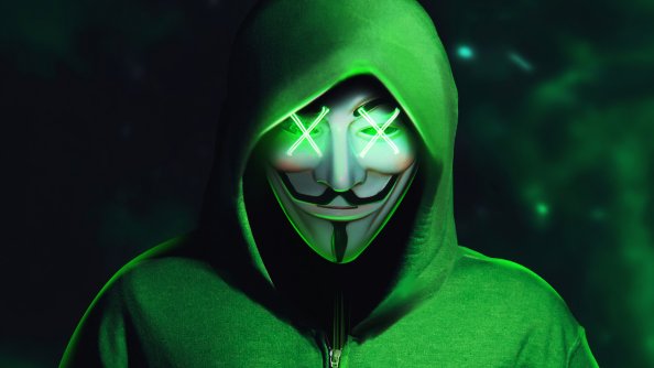 Green Hoodie Anonymus Mask 4k