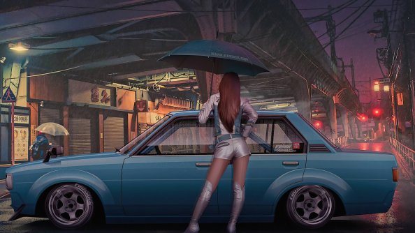 Toyota Corolla Rain Render 4k