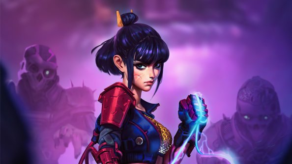 Asian Anime Girl With Glowing Rope