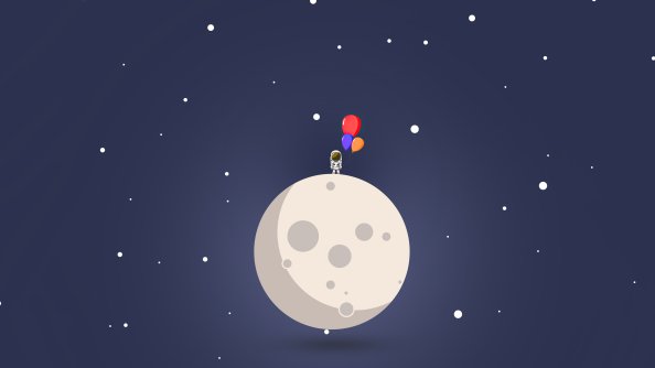 Astronaut Balloon Moon Minimal 4k
