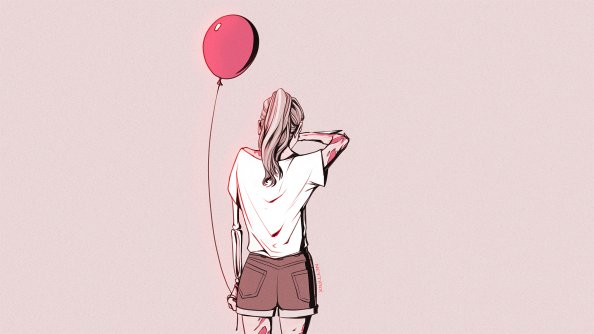 Crying Girl Sad With Balloon 4k