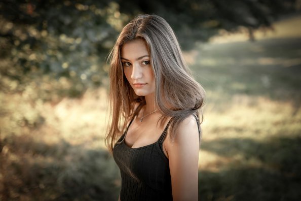 Black Dress Blonde Girl 4k