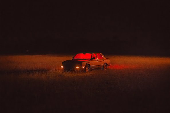 Car Night Field Dark 4k