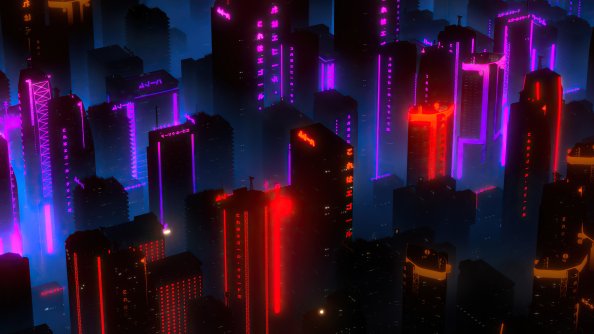 Neon City Buildings 4k