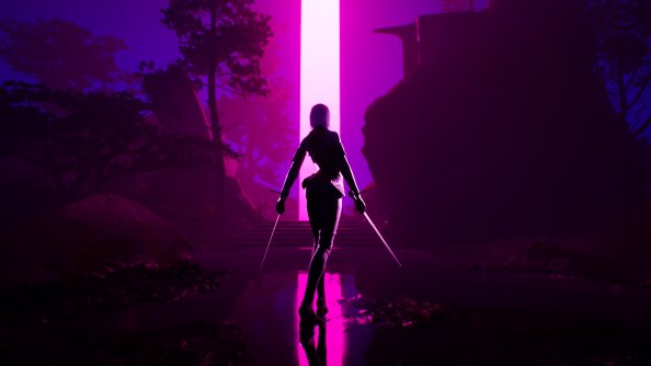 Warrior Girl Sharp Sword Synthwave 4k