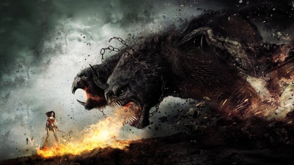 Wonder Woman Fighting With Monsters