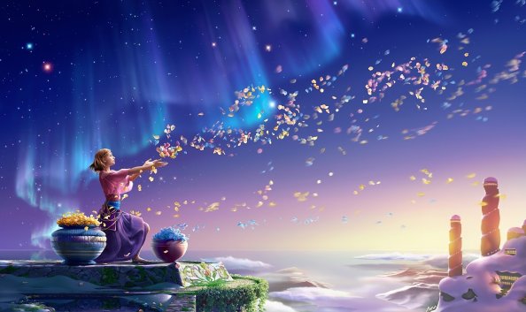 Girl Throwing Magical Flowers 4k