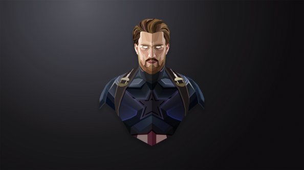 Captain America Lowpoly Minimalism