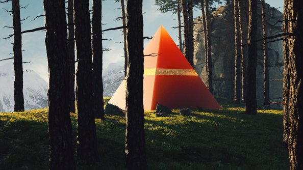 Triangle Pyramids In Middle Of Forest