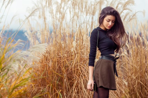 Girl In Skirt Outdoor