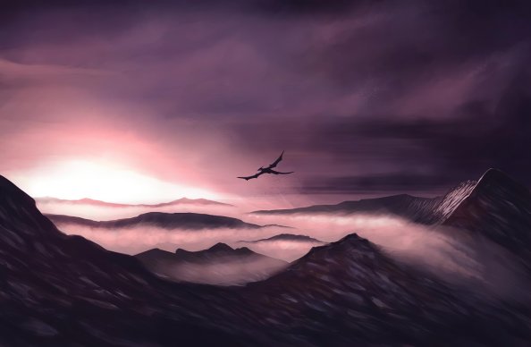 Dragon Flying Over The Mountains 4k