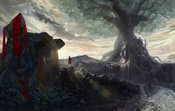 Anime Warrior Girl With Sword On Mountain Artwork 4k