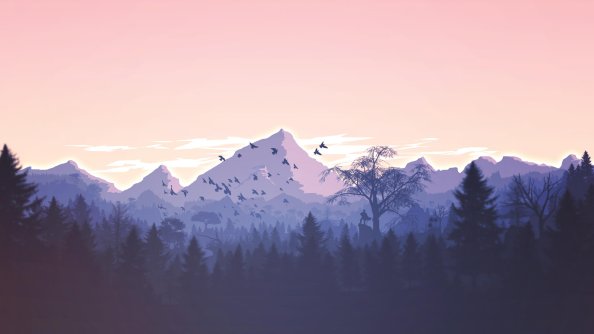 Minimalism Birds Mountains Trees Forest