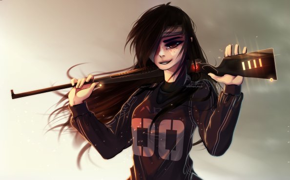 Crazy Warrior Girl With Gun