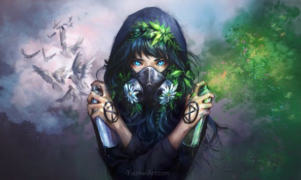 Mask Girl With Bottle Spray