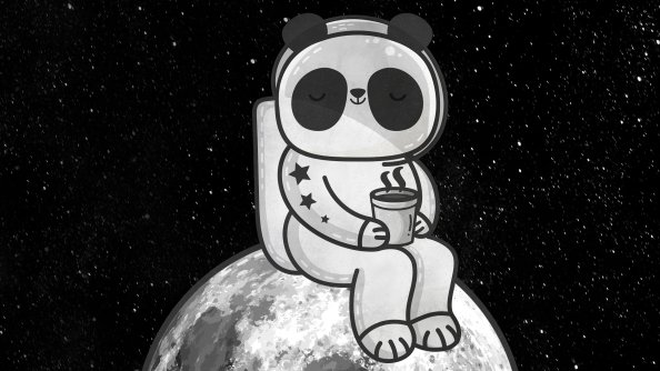 Little Astronaut Having Tea On Moon 4k