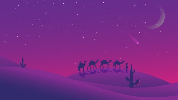 Camels Desert Evening Minimal 8k