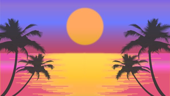 Palm Trees Sun Vector Artwork 8k