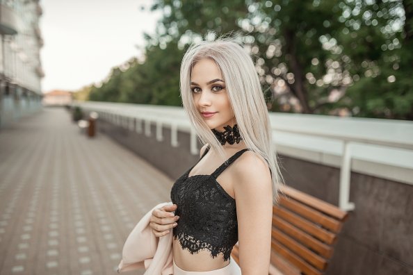 White Hair Girl Outdoor