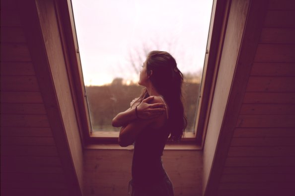 Girl Looking Out Through Window 5k