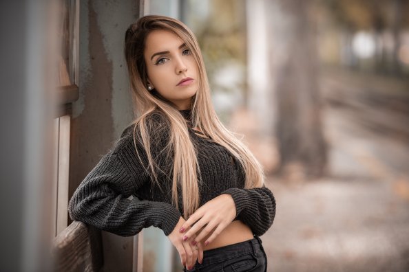 Girl Sweater Pose Hands 4k